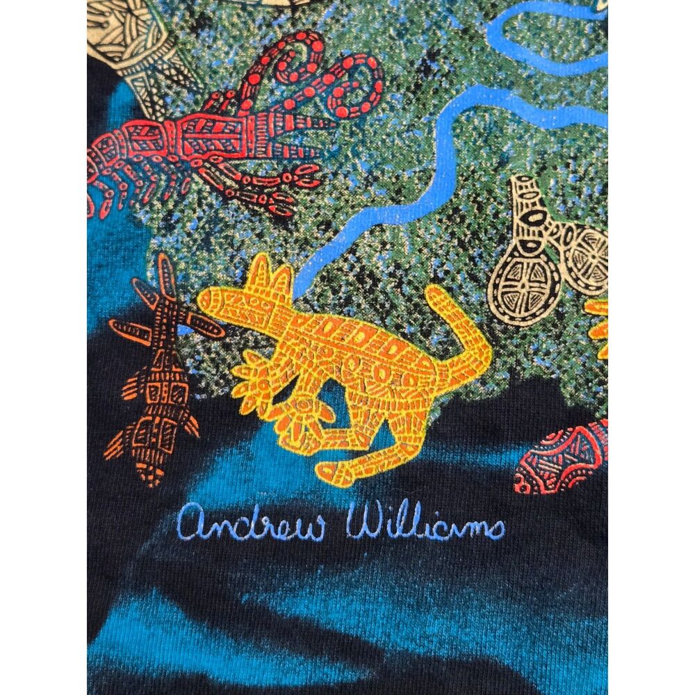 Vintage Bulurru Australian Aboriginal Art Shirt | Andrew Williams | Men's XL - Picture 6 of 8